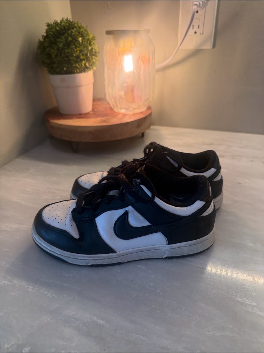 Nike Kids Black & White Low Top Sneakers with Swoosh - Picture 2 of 5